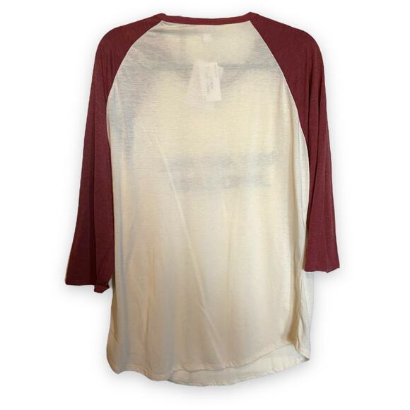 LuLaRoe Womens Top Size 2XL 2X Randy Baseball Tee Rock and Roll Saves Lives NEW - Picture 3 of 5